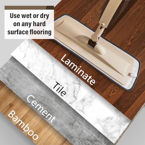 Wet Spray Mop for Floor Cleaning with 14 oz Bottle & 3 Microfiber Pads - color: Brown