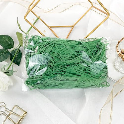 Zhzrche Easter Green Raffia Crinkle Cut Paper Shred Filler Gift Filler for Gift Box Gift Raffia Ribbon Stuffing for Boxes