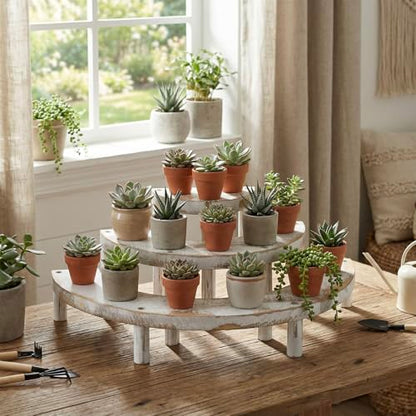 MyGift 3 Tier Wooden Display Riser Stand Whitewashed Dessert Shelf - color: Whitewashed
