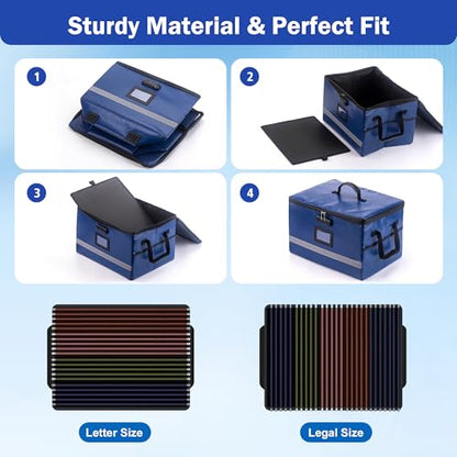 EXLIFBAG Fireproof File Organizer with Lock, 1 Layer - color: Blue, size: 1 Layer