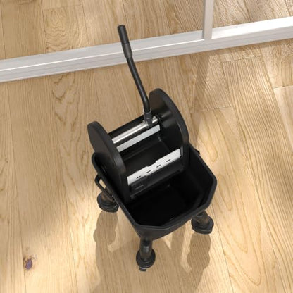 HOMCOM Mop Bucket with Wringer on Wheels, 27.5 Quart, with Mop, Black - color: Black, size: 27.5 Quart