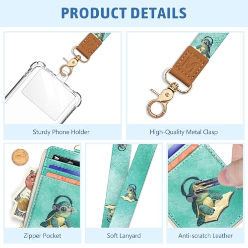Piefly Turtle Lanyard Wallet with ID Badge Holder, Cute Small RFID Keychain - color: Turtle