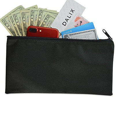 DALIX Bank Bags Money Pouch Securit Deposit Utility Zipper Coin Bag Black 2 Pack - color: Black