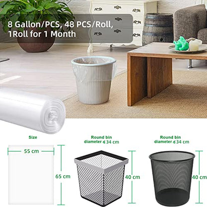 WAIKAS 8 Gallon Trash Bags, 1.12-mil, Flat Top, Unscented, White, 42 Count - color: White, size: 8 Gal-42ct