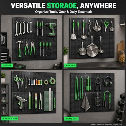 6 Pack Peg Board, 16×12" Black Metal Pegboard Wall Panels for Garage - size: 6 Pack-Square