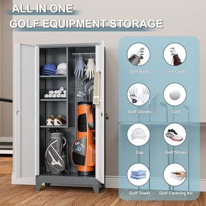VASAAOSD Metal Golf Bag Storage Cabinet, Golf Storage Organizer for Garage