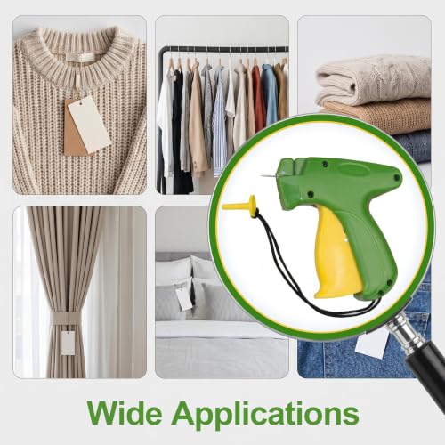 Handheld Stitch Tag Gun for Clothes, Quick Clothing Fixer, Tagging, Sewing Kit Includes 6 Needle, with 1000 Black Fasteners & 1000 White Fasteners，Green Yellow New Version