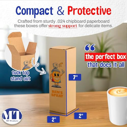 MT Products Tuck Top Kraft Custom Printed Gift Boxes 2" x 2" x 7" - Personalized Gift Box - Pack of 5-100