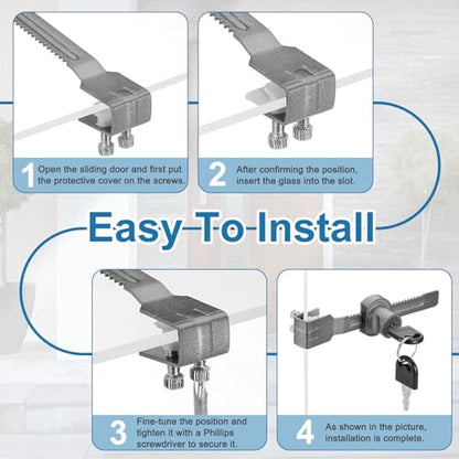 1" Luminous Sliding Glass Door Ratchet Lock Fit 0.39-0.79" White - color: White, size: 2.1"