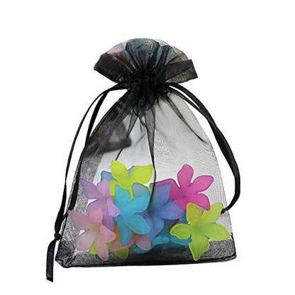 Wudygirl 100 PCS Organza Bags 4"x6" Gift Bags with Drawstring Black - color: Black, size: 4x6 IN