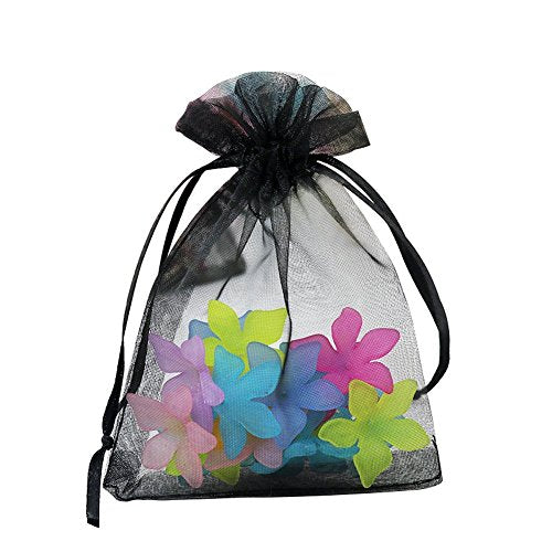 Wudygirl 100 PCS Organza Bags 4"x6" Gift Bags with Drawstring Black - color: Black, size: 4x6 IN