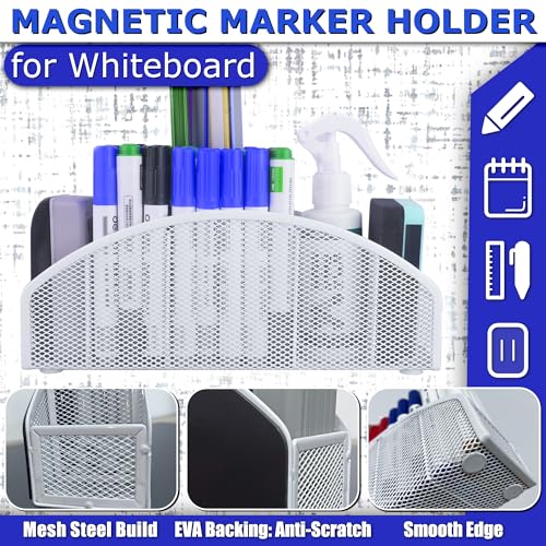 Magnetic Dry Erase Marker Holder for Whiteboard, 5 Slots Whiteboard Organizer with Strong Magnet, 10 Inch Storage Holder for Markers, Erasers, Pens and Classroom Supplies (White) - size: 5 Slots Magnetic Dry Erase Marker Holder(White)