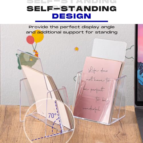 Yookeer 10 Pack Acrylic Brochure Holder 4 Inch Wide Trifold Clear Stand