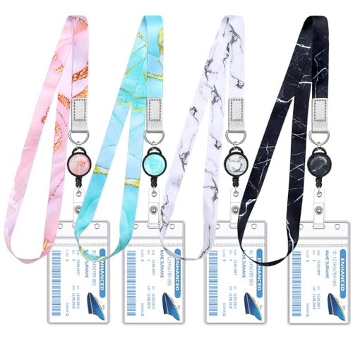 HONSIO 4 Pack Cruise Lanyard for Ship Cards, Cruise Essentials 2026, Marble - color: Marble