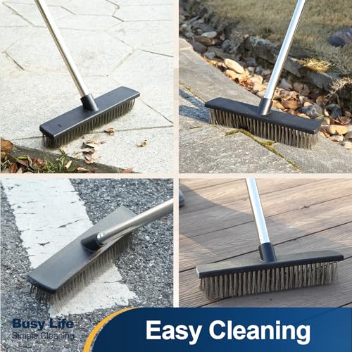 Yocada Stainless Steel Wire Scrub Brush with 65" Long Handle Heavy Duty