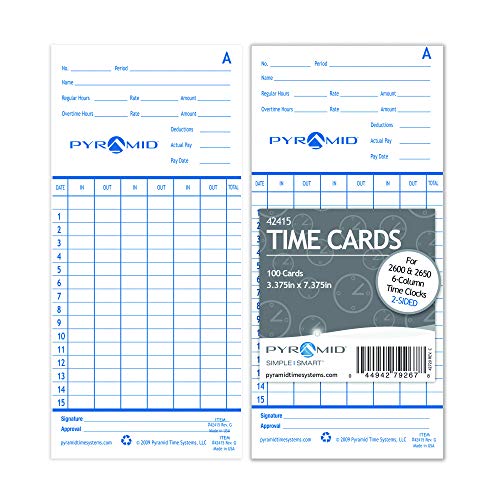 Pyramid Time Systems - Authentic Time Cards (42415PK3) - 300 Cards - size: 300 pk