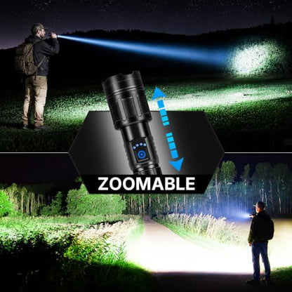 MIXILIN Rechargeable LED Flashlights High Lumens, Super Bright 99000 Lumens Flashlight with 5 Modes, Waterproof Powerful Flash Light Handheld Flashlights for Home Camping Emergencies - 2 Pack