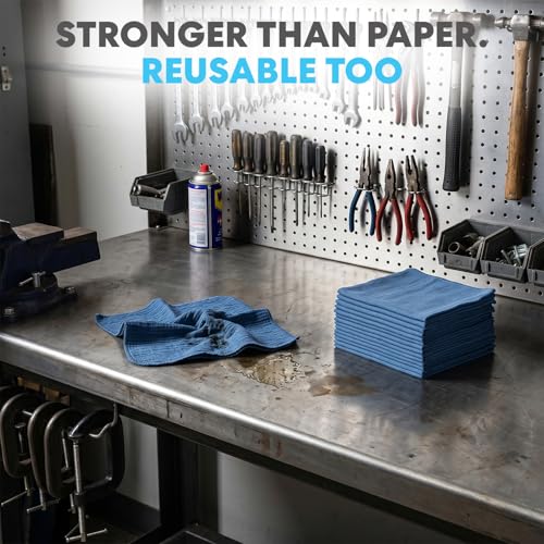 Simpli-Magic Cotton Shop Towels 14"x12" (90 Pack) – Reusable Cleaning Shop Rags for Automobiles, Industries, Garage and Homes (Blue) - size: 90-Pack Blue