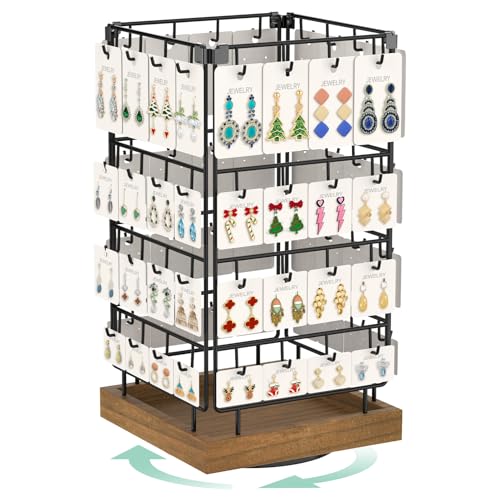 EsLuker.ly Rotating Earring Display Holder Stand for Vendors Selling, Brown - color: Brown+Black
