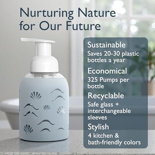 Foaming Glass Hand Soap Dispenser Pump Misty Blue 8oz - color: Misty Blue