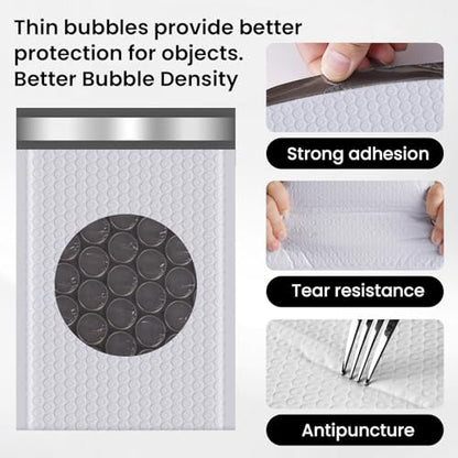 Bubble Mailers 4x8inch 100Pack Grey Bubble Mailers Self-Seal Padded Mailing Envelopes Bubble Opaque Padded Mailer for Small Businesses to Package and Mail Jewelry Cosmetics#000（white，grey） - size: 4x8-100Pc