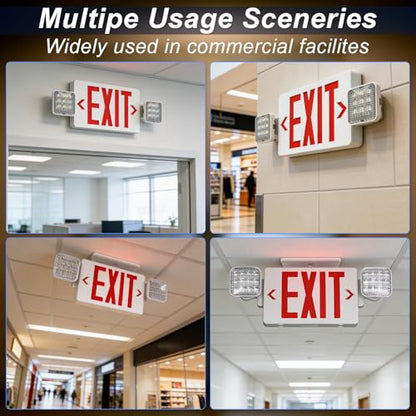 Red LED Combo Exit Sign Emergency Light 1-Pack, UL Listed Battery Backup