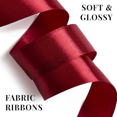 Burgundy Satin Ribbon 1 Inch x 100 Yards - color: Burgundy