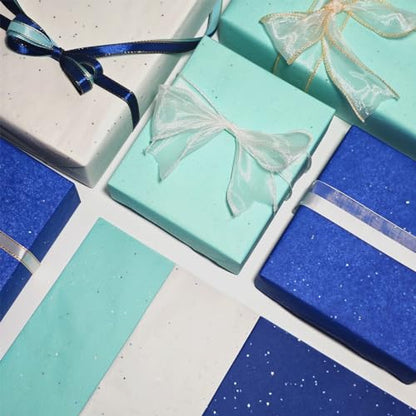 Christmas Tissue Paper for Gift Bags, Glitter Sequins Blue Gift Wrap Tissue Paper Bulk, Sparkle Art Tissue for Boy's Birthday Party, Gender Reveal, Craft, 30 Sheets 19.7x13.8in - color: Blue 30P