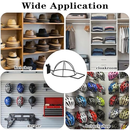 6 Pcs Metal Hat Display and Holder, Wall Mounted Slatwall Rack Organizer for Baseball Caps, Beanies, Wigs, for Home and Retail Store, Black