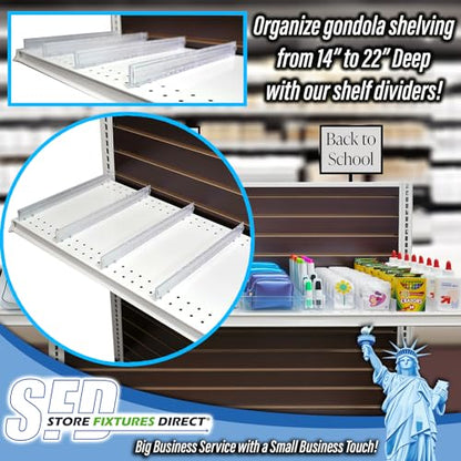 Adjustable Gondola Shelf Dividers - Retracting Item Organizer for Shelves 14" to 22" D - 10 Pack - size: 10 Pack, style: Fits Shelves: 14" to 22" Deep
