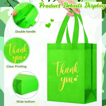 Sweetude 30 Thank You Non Woven Gift Bag, 10 x 8 x 4 Inch, Light Green - color: Light Green, size: 10 X 8 X 4 Inch