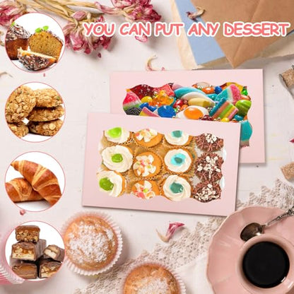 60 Pack 7 x 4 3/8 x 1.5 Inch Pink Cookie Boxes with Clear Window - color: 60PCS Pink Boxes