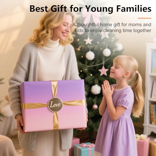 Broom with Dustpan Combo Set for Parent-Child, 5-in-1 Educational Cleaning Tools for Mom and Kids Family Interactive Cleaning Time, 54" Long Handle & Small Fun Broom & Dustpan, Best Household Gift