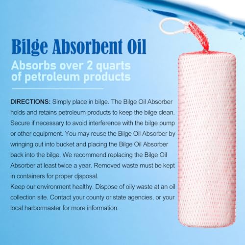 4 Pcs Bilge Socks 12" x 4" Oil Only Absorbent Socks for Boats