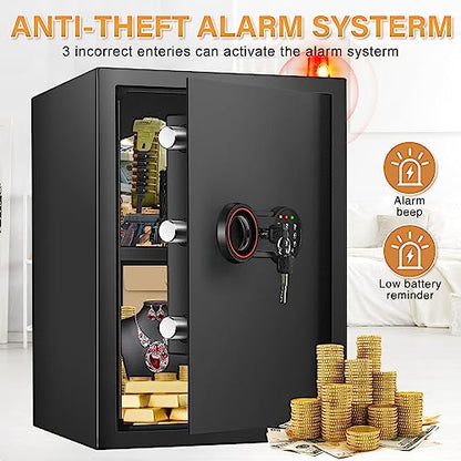 [3.3Cub] Large Home Safe Box with Fireproof Waterproof Bag, 19.7" Tall Safe - size: 3.3 Cub