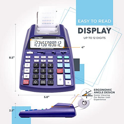 CATIGA Printing Calculator with Tape Print Out - 10 Key Adding Machine with Paper Roll, Desktop Electric Calculator for Accounting, Business, Finance, Home Office Use CP90A - color: 4) Purple