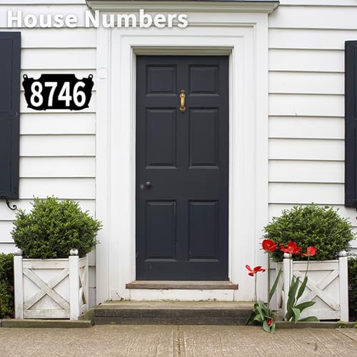 Double sided Metal Mailbox Numbers, Address Plaque - color: Black(hanging)