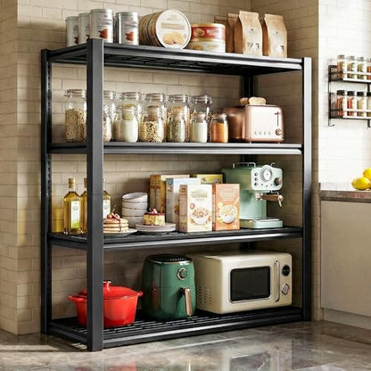 REIBII 40" W Storage Shelves with Wire Mesh Panels for Garage Organization - color: Black