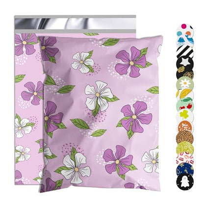 Poly Mailer 10x13 Inch 25 Pcs, Shipping Bags for Clothing - color: Purple Flowers, size: 10x13 Inch 25Pcs