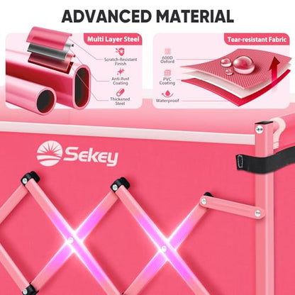 Sekey Lightweight Collapsible Wagon, 220 lb Capacity, Quick-Fold Cart - color: Pink, size: 220 lbs
