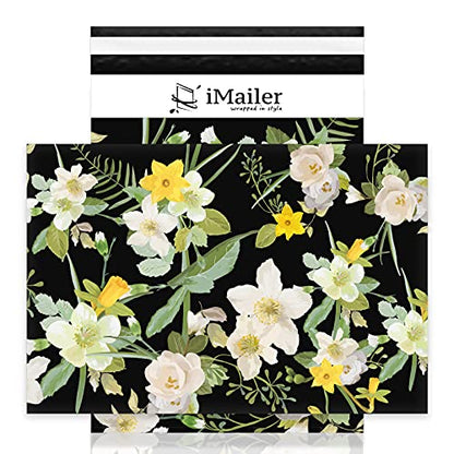 iMailer-10" x 13"(100pcs) Poly Mailer Mailing Shipping Black Flower Envelope Package Bags-Self Seal… - color: Black Flower, size: 10" x 13"