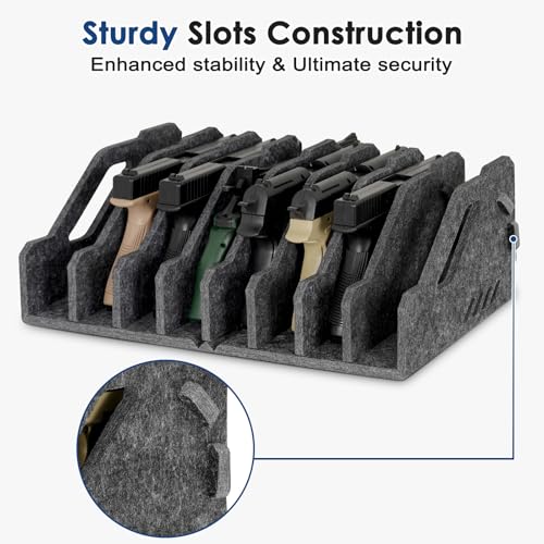Pistol Rack for Gun Safe, Soft Felt, Handgun Rack, Revolver Firearm Holder - color: 8 Slots