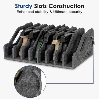 Pistol Rack for Gun Safe, Soft Felt, Handgun Rack, Revolver Firearm Holder - color: 8 Slots