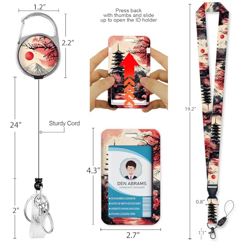 Piefly Lanyards for Id Badge, Teacher Card Holder Retractable Reel Red Moon - color: Red Moon