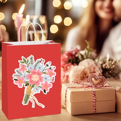 BagDream Gift Paper Bags with Handles 10x5x13 Inch Bright Red 100 Pack Bulk - color: Red