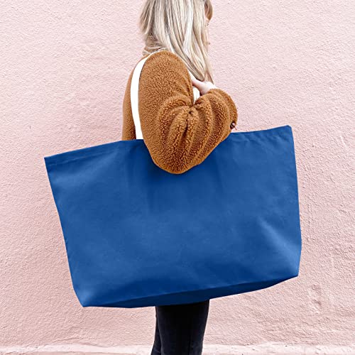 Large Canvas Tote Bag Reusable Extra Big Grocery Bags - color: Ocean Blue