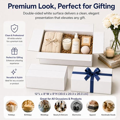 12x8x6 White Shipping Boxes, 25 Pack - size: 12x8x8 Inch