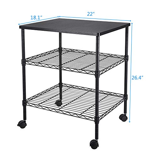 3-Tier Shelf, Adjustable Wire Metal Rack Shelving, Heavy Duty Standing Storage Shelves, Garage, Kitchen, Office, Bathroom, Shelfs Easy Assembly, 22" W x 18" D x 26" H Desktop, Black - color: Black, size: 3-tier 22.05"W x 18.11"D x 26.38"H Desktop