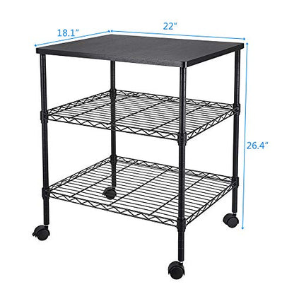 3-Tier Shelf, Adjustable Wire Metal Rack Shelving, Heavy Duty Standing Storage Shelves, Garage, Kitchen, Office, Bathroom, Shelfs Easy Assembly, 22" W x 18" D x 26" H Desktop, Black - color: Black, size: 3-tier 22.05"W x 18.11"D x 26.38"H Desktop