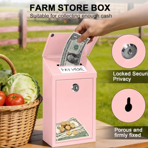 CHONOVO Metal Cash Box 10.2" with 2 Magnetic Whiteboard, Pink - color: Pink